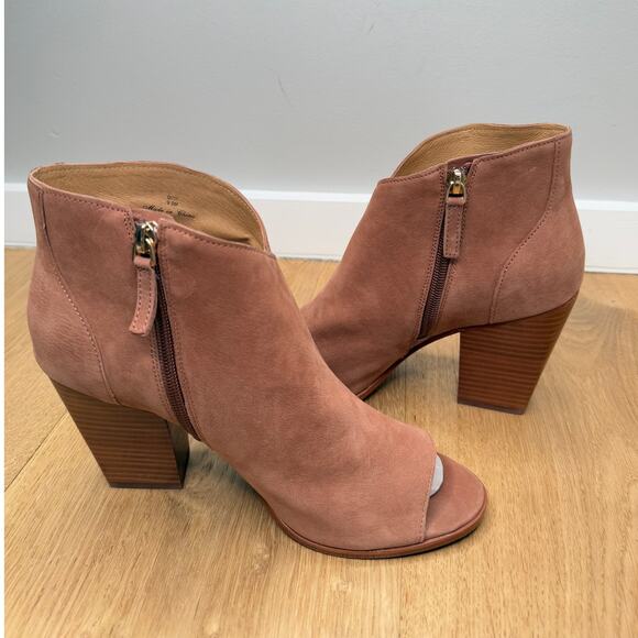 NEW Joie Diya Open Toe High Heel Zippered Bootie in Cognac Brown Leather - Picture 8 of 12